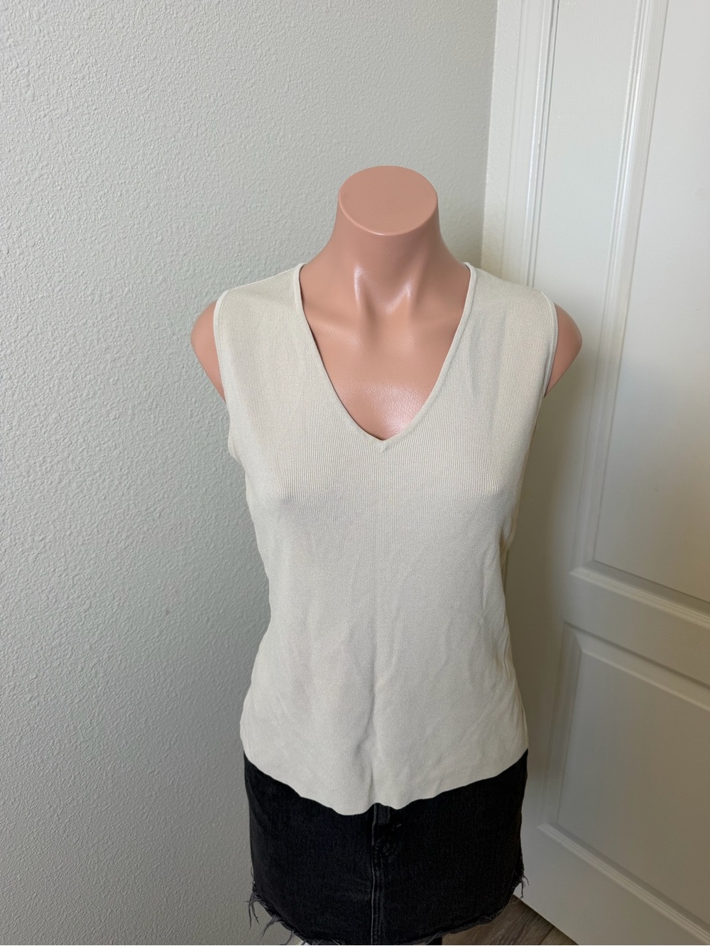 French Laundry V-Neck Tank Top in Soft Cream